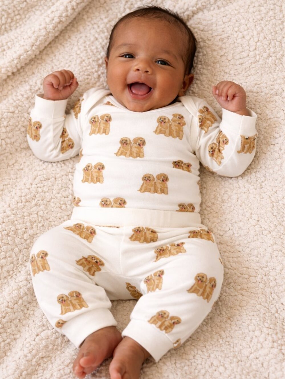 NWT Monica + Andy Baby Boy 2 Piece Outfit 0-3 Months Organic Cotton Dog Print